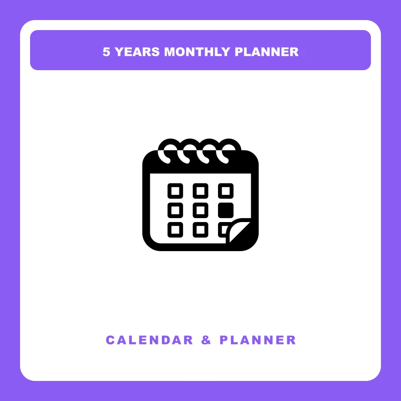 5 Years Monthly Planner | Free Printable Planner Template