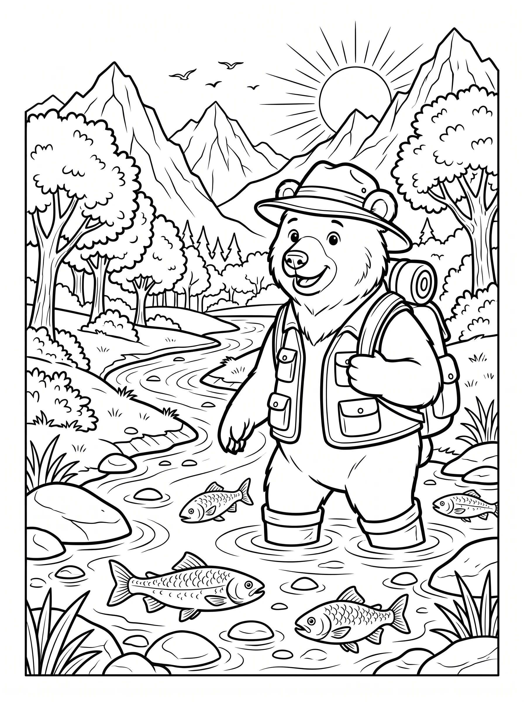 bear exploring river