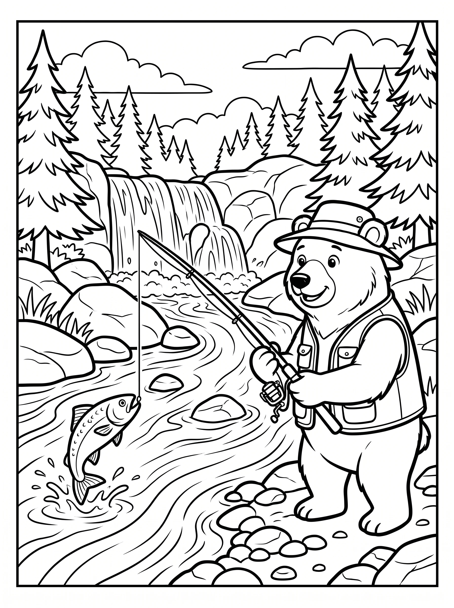 bear fishing in river