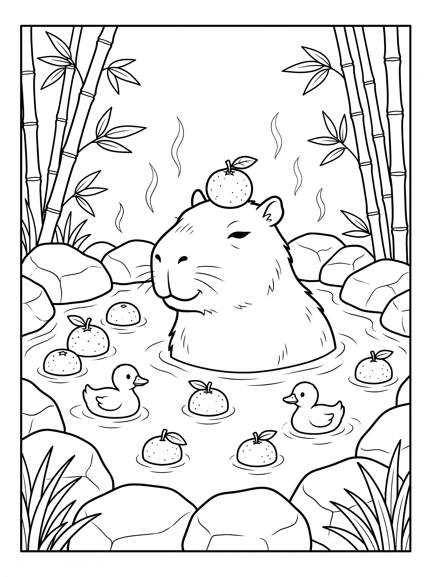 capybara relaxing in hot spring