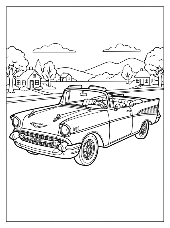 classic 1950s convertible car coloring pages
