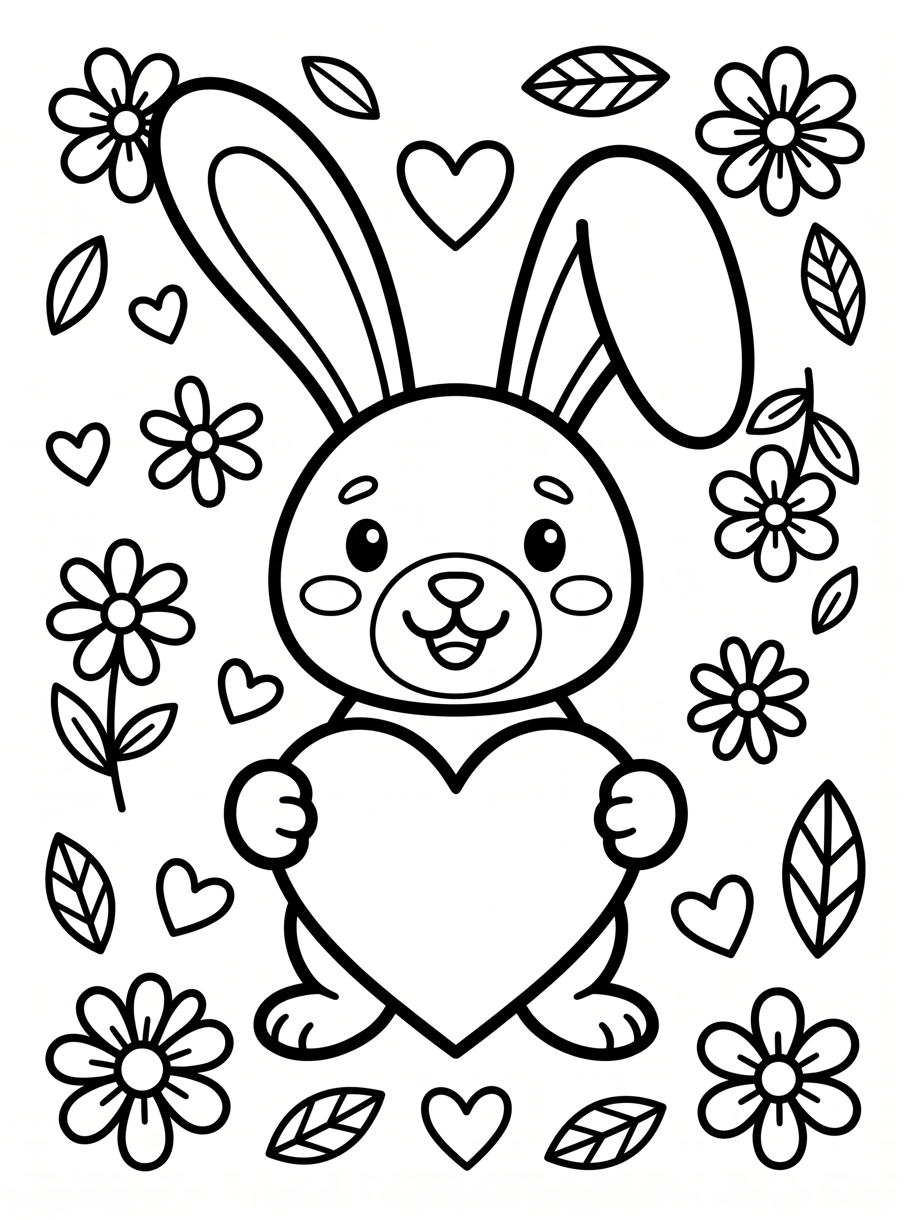 cute bunny holding heart