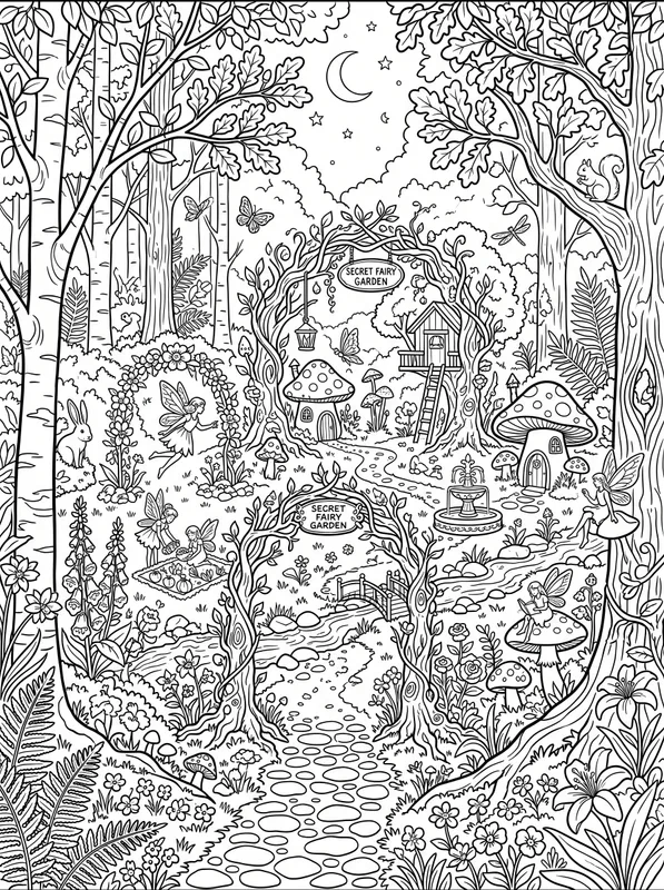 fairy garden coloring page