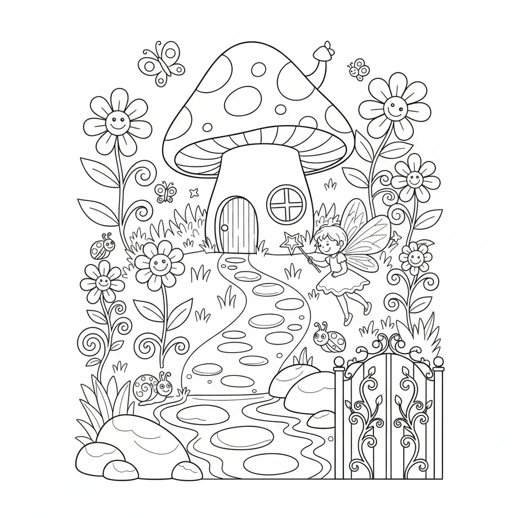 Fairy Garden Coloring Page | Free Printable PDF
