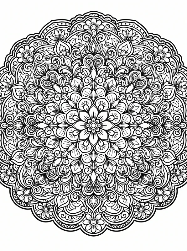 floral mandala coloring page