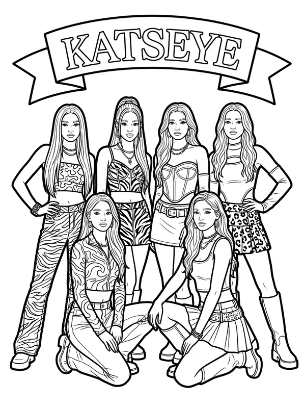 Katseye Coloring Page | Free Printable PDF
