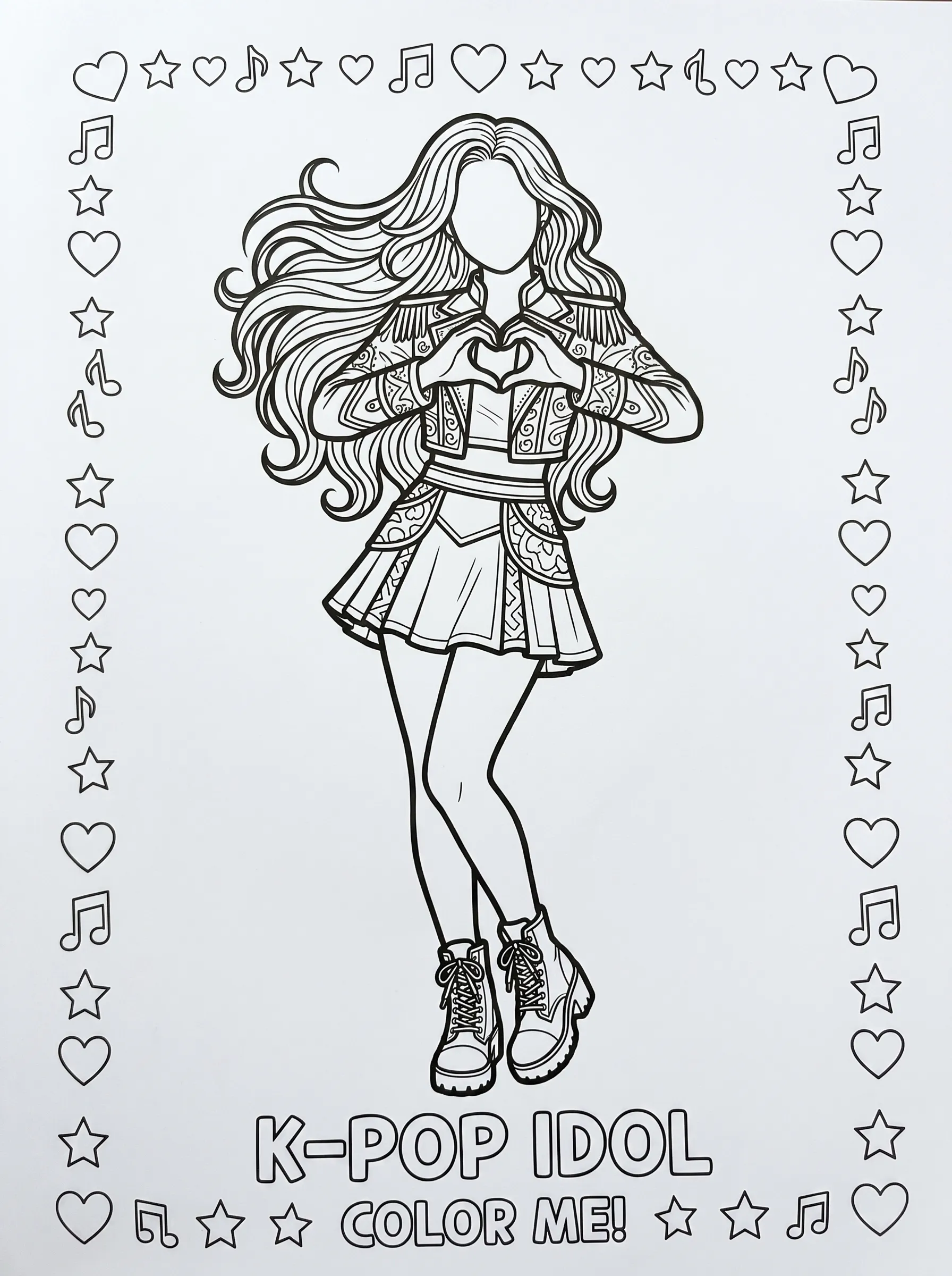 Katseye Idol Heart Pose Coloring Page | Free Printable PDF