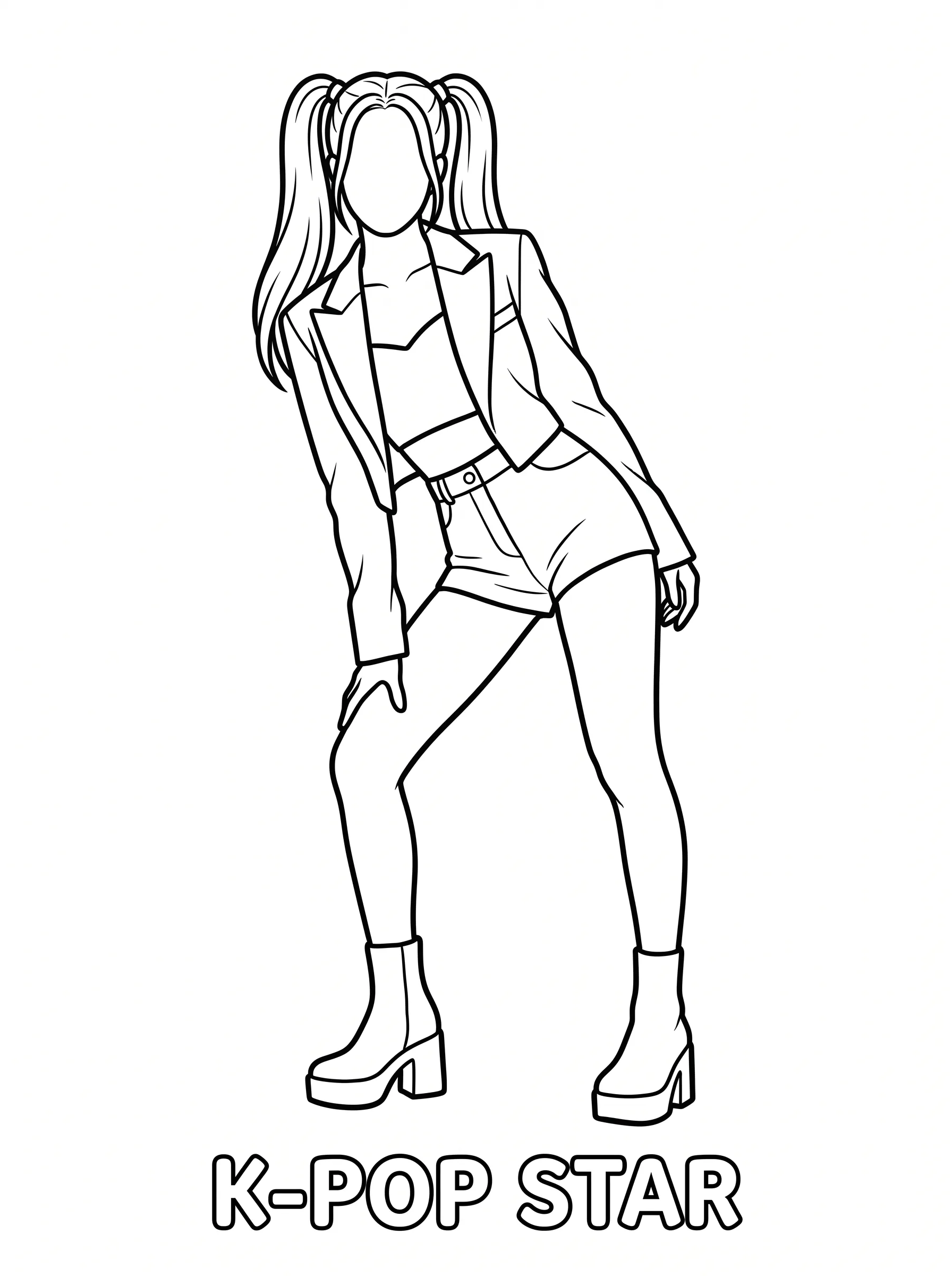Katseye Idol Leaning Pose Coloring Page | Free Printable PDF
