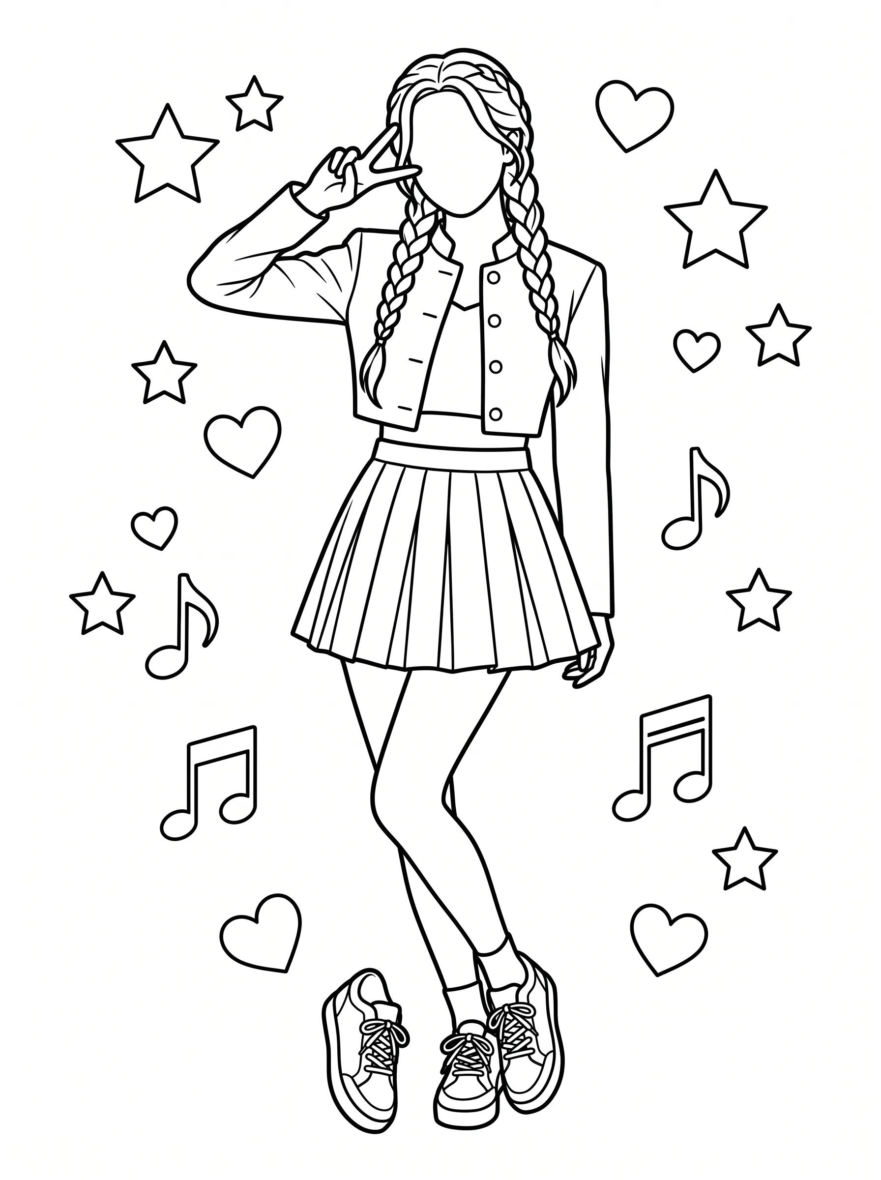 Katseye Idol Peace Sign Pose Coloring Page | Free Printable PDF