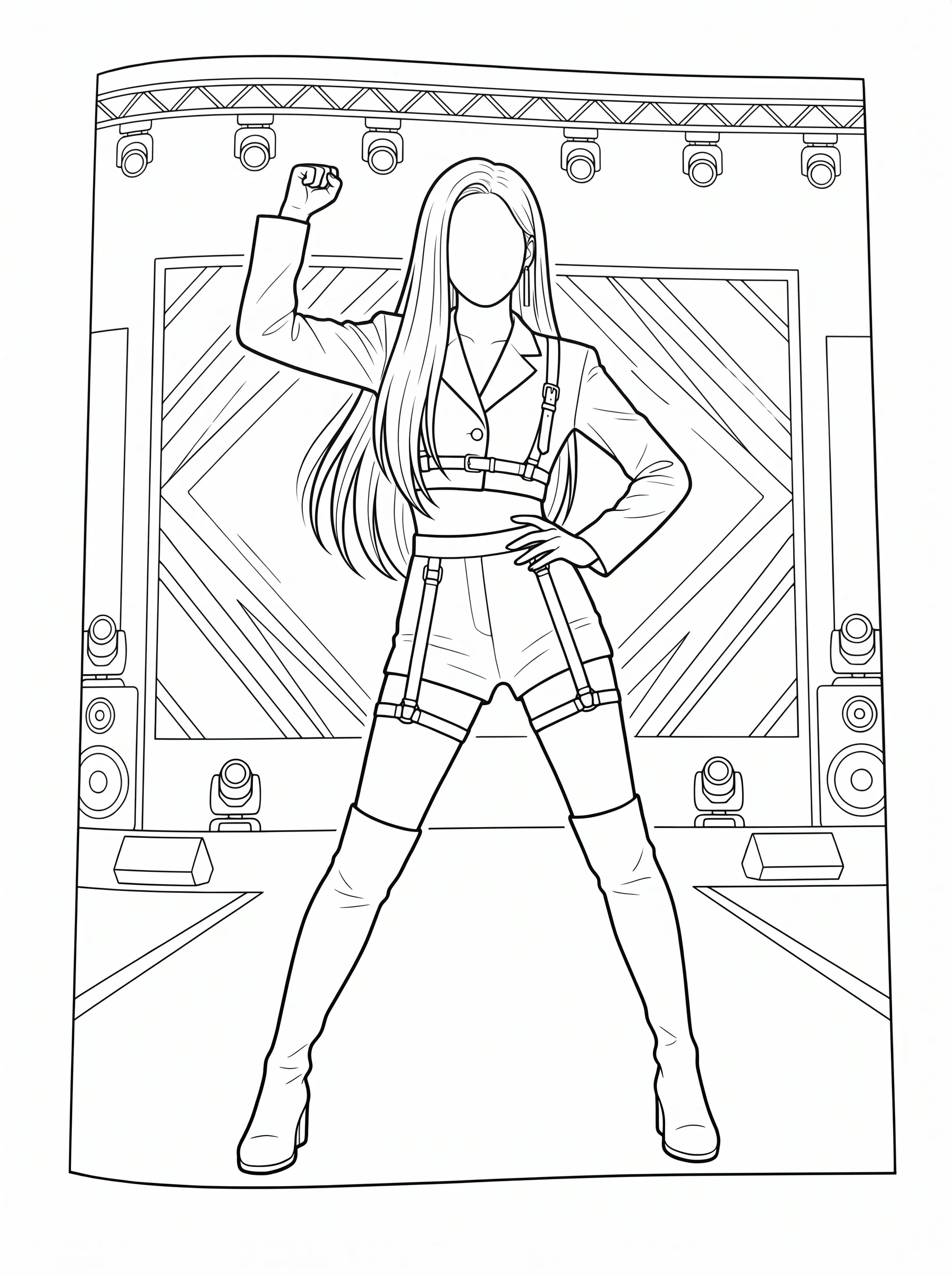 Katseye Idol Stage Pose Coloring Page | Free Printable PDF
