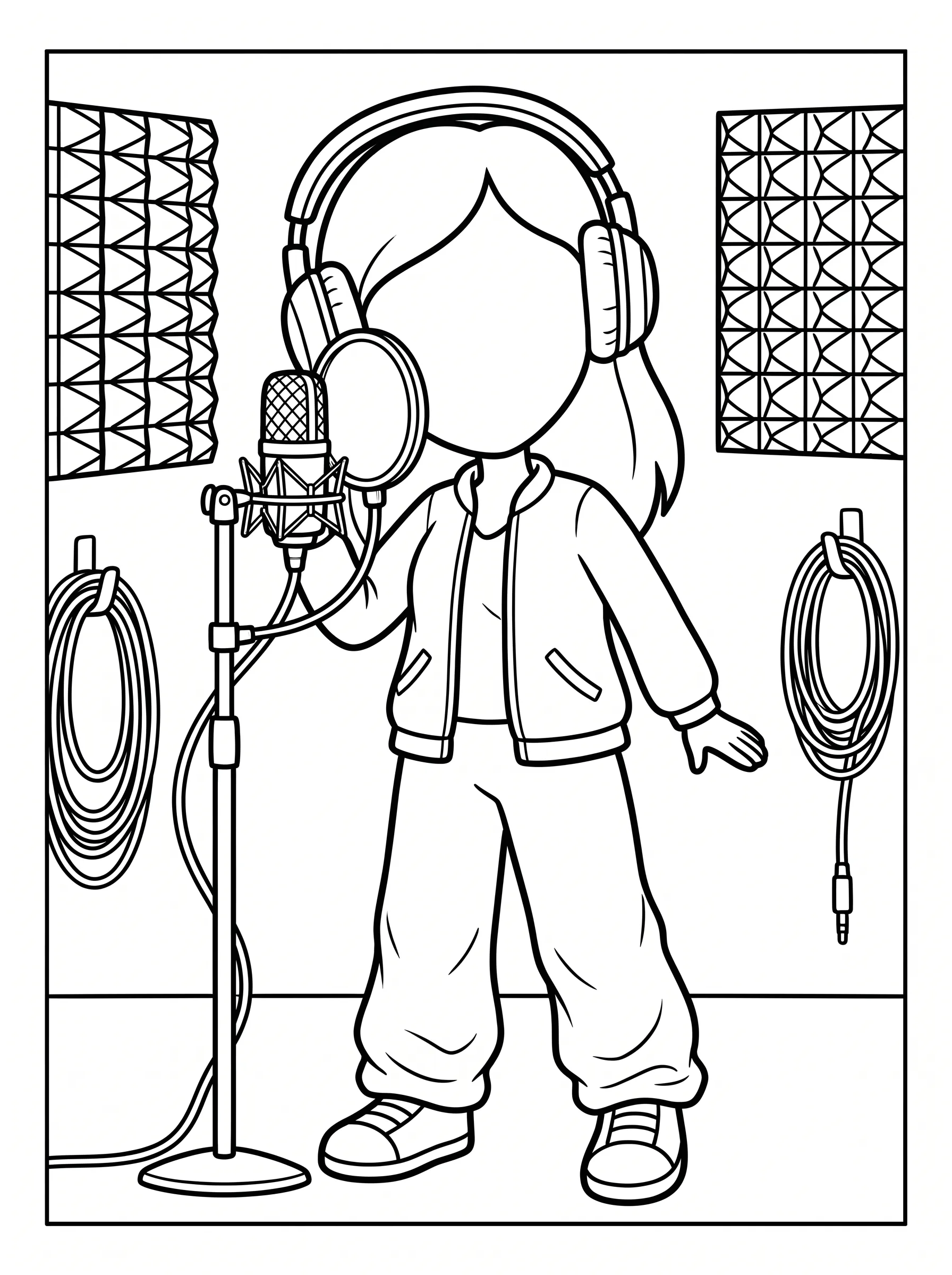 Katseye Singing in Recording Studio Coloring Page | Free Printable PDF