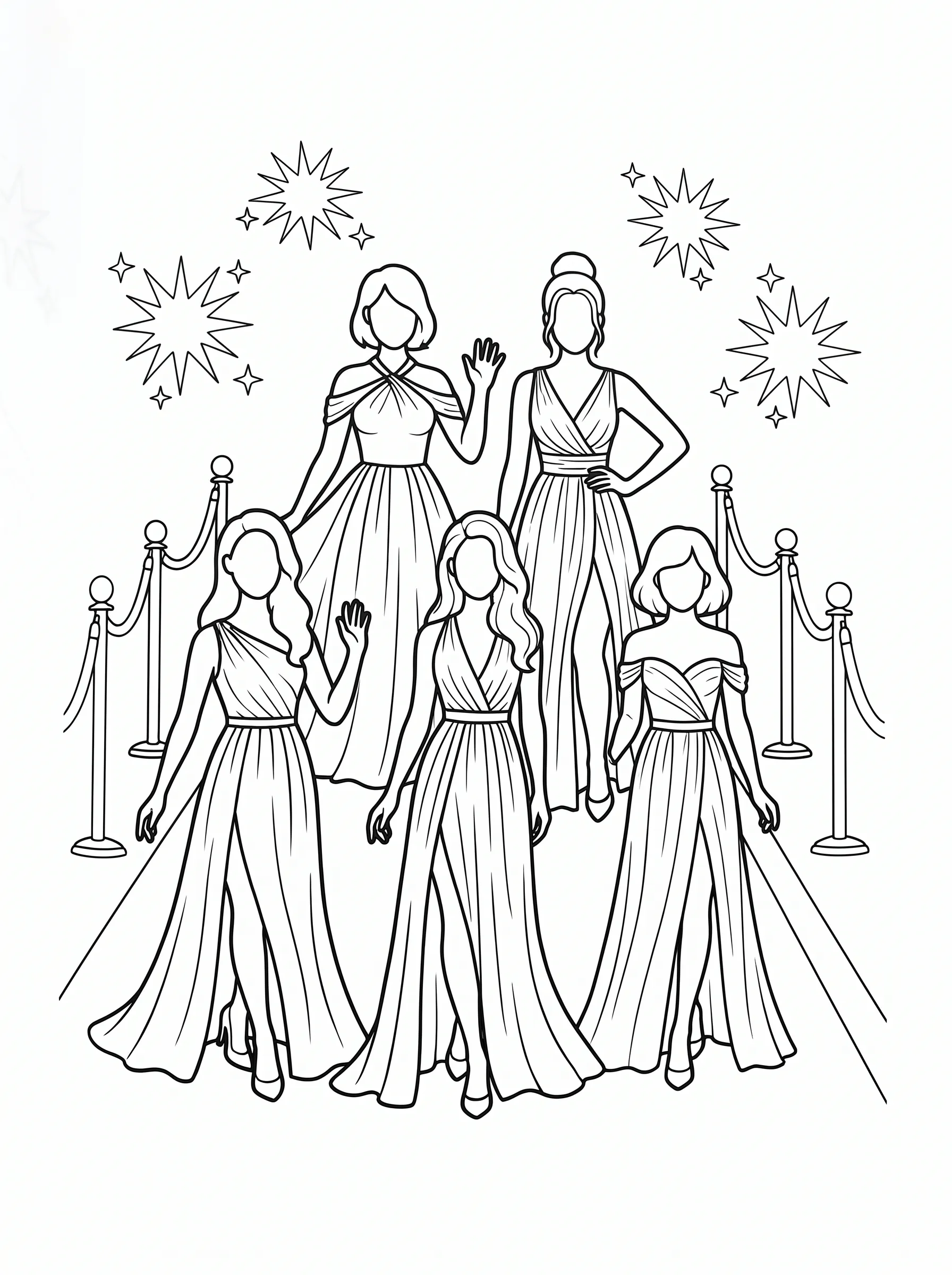 Katseye Idols Walking Red Carpet Coloring Page | Free Printable PDF