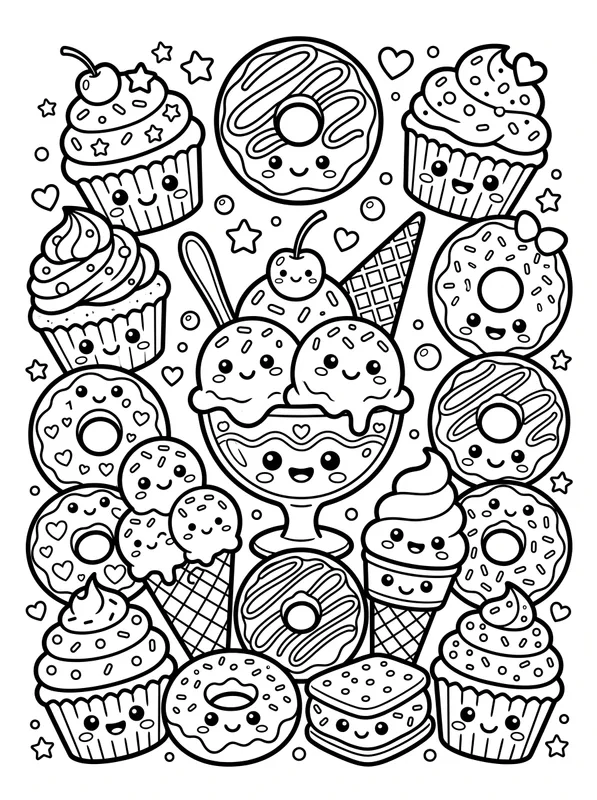 kawaii desserts coloring pages