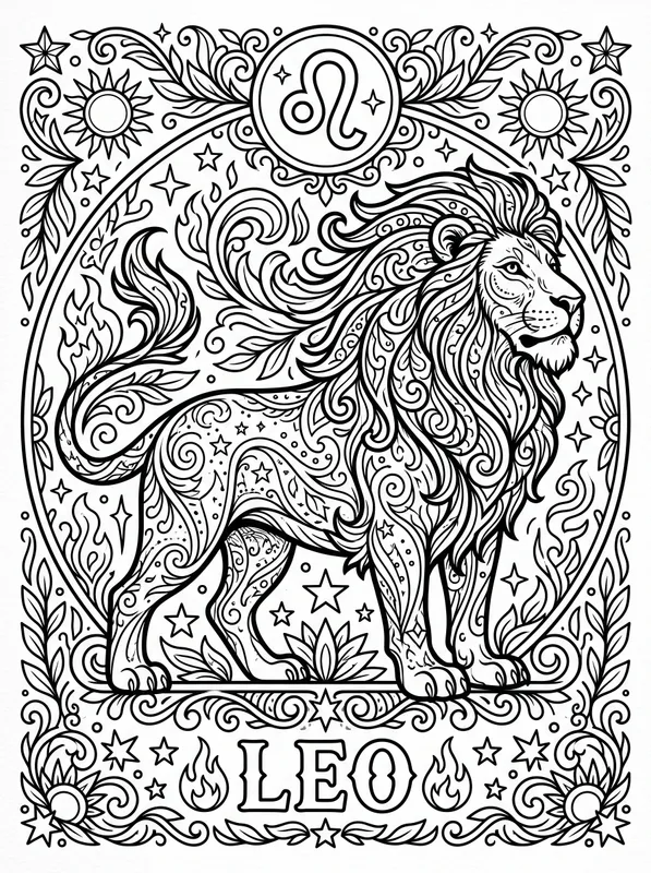 Leo Zodiac Sign Coloring Page | Free Printable PDF