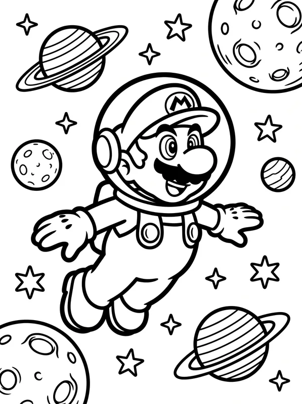 Mario Galaxy 2 Coloring Page | Free Printable PDF