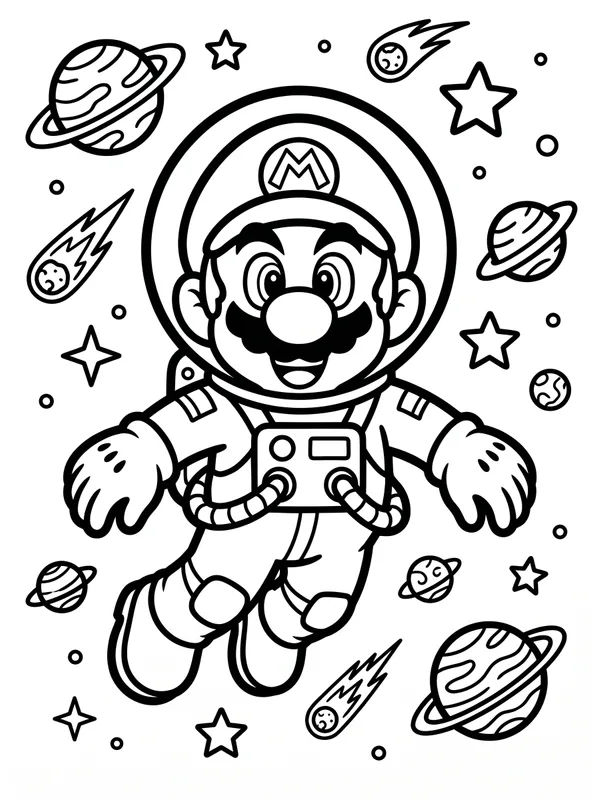 Mario Galaxy Coloring Page | Free Printable PDF