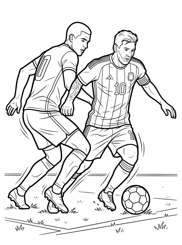 Messi in Play Coloring Page | Free Printable PDF