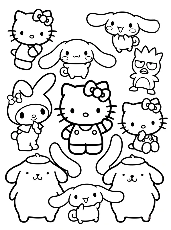 Sanrio Characters Coloring Page | Free Printable PDF