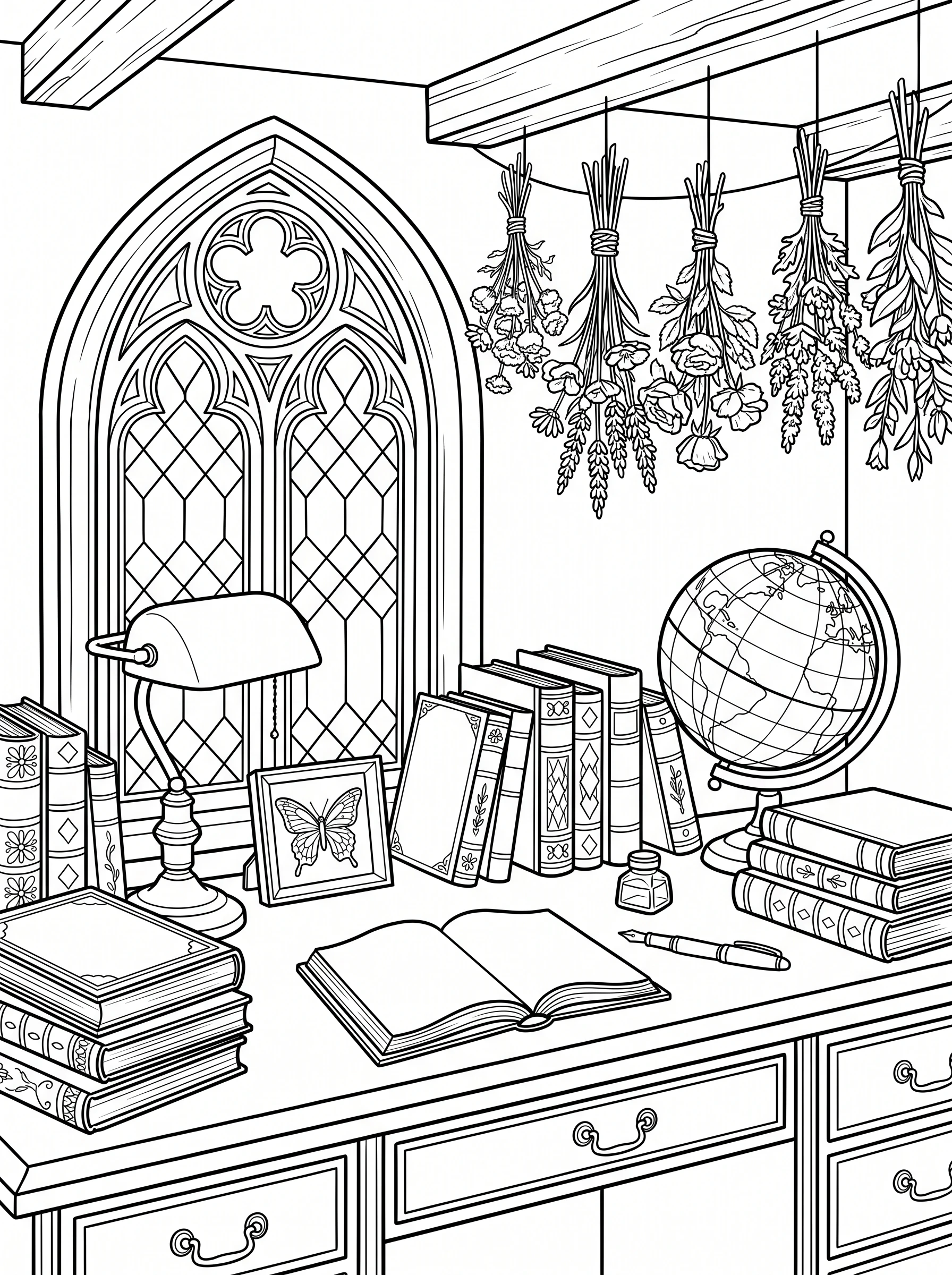 study room line art
