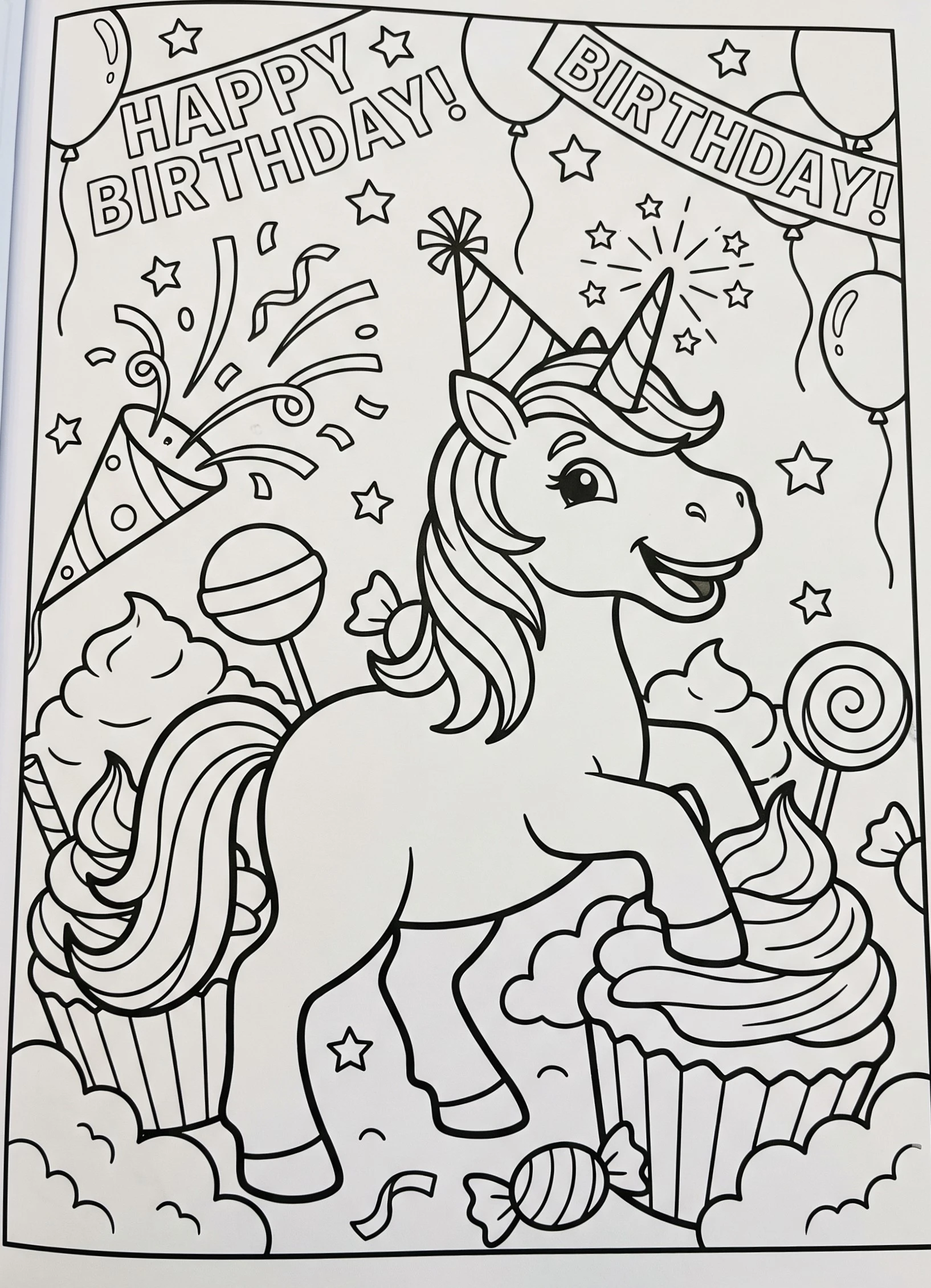 Unicorn Cake Smash Coloring Page